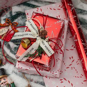 MAYPLUSS Red Christmas Wrapping Paper Roll 17in X 33ft Double Side Snowflake Design Anti Curl Gift Craft Use - Product Image 2