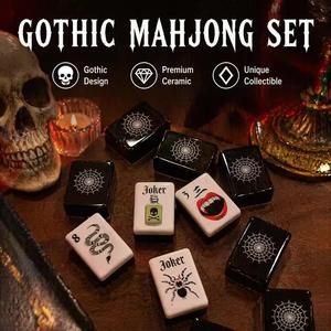Black Halloween Themed Portable Acrylic American Mahjong Complete Set <b>Folding</b> Legs for Family Party <b>Games</b> Factory Pre-Order - Product Image 2