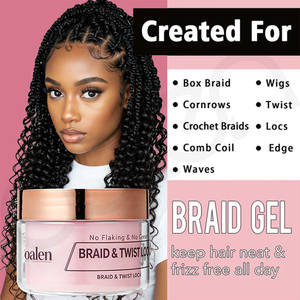 Gel coiffant Oalen Private Label en gros pour tresses et torsades, tenue extrême, sans résidus, anti-frisottis, brillance intense pour toutes les coiffures tressées - Product Image 5