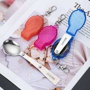 Custom Portable Outdoor 304 Stainless Steel Folding <b>Spoon</b> Travel Mug Braising Cup Triple Fold <b>Spoon</b> - Product Image 1