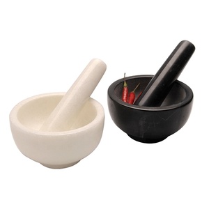 Mortero y Maja de Mármol Natural Ecológico al por Mayor, Accesorios de Cocina, Molinillo y Triturador de Especias y Hierbas Blanco - Product Image 2