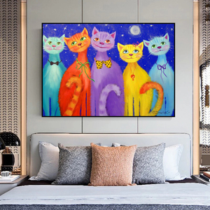 Dipinto su Tela con Animali Adorabili, Gatti Sorridenti, <span class=keywords><strong>Poster</strong></span> e Stampe d'Arte <span class=keywords><strong>da</strong></span> <span class=keywords><strong>Parete</strong></span> per <span class=keywords><strong>Camera</strong></span> <span class=keywords><strong>da</strong></span> <span class=keywords><strong>Letto</strong></span>, Decorazione Domestica - Product Image 2