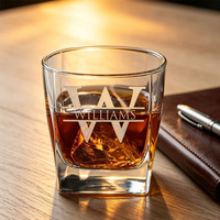 Verre à whisky personnalisé avec logo, carré, 270 ml, cristal soufflé à la main de qualité supérieure, sans plomb, base lourde, pour cadeaux d'entreprise personnalisés
