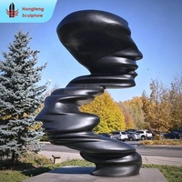 Park Plaza Dekor El Yapımı Büyük Boy Soyut Dekoratif Hareketli Bükülmüş Kurdele Spiral Örgülü Heykel Bronz Kaplama