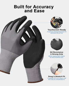 GLOVEMAN Guantes de trabajo de seguridad con agarre de nitrilo de microespuma para pantalla táctil Guante de nailon de punto sin costuras para mejoras automotrices del hogar - Product Image 2
