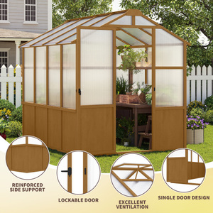 Invernadero tipo casa de flores de madera con ventilación de techo ajustable, estilo walk-in, desde almacén de EE. UU. - Product Image 2