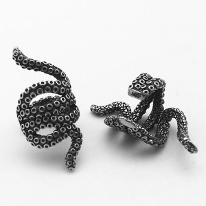 Pendientes de tentáculo de pulpo yunnique, plata tibetana, forma de animal, diseño geométrico, joyería de moda para hombres y mujeres - Product Image 2