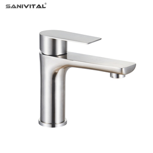 SANIVITAL <span class=keywords><strong>Rubinetto</strong></span> per <span class=keywords><strong>Lavabo</strong></span> <span class=keywords><strong>Bagno</strong></span> in Acciaio Inox a Foro Singolo, Miscelatore Monocomando Finitura Nichel Spazzolato - Product Image 1