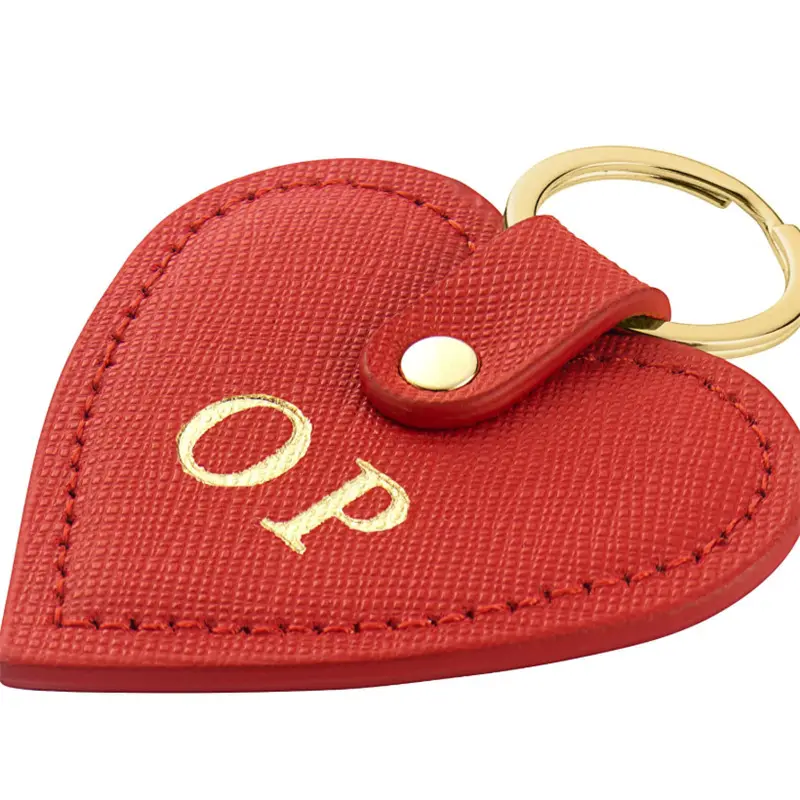 شعار مخصص بو نباتي الجلود الأزياء شكل قلب حلقة رئيسية سلسلة حقائب سحر السيدات المفاتيح