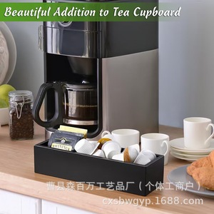 Solid Wood <b>Tea</b> Bag Storage <b>Box</b> Rectangle Black Charcoal Color Desktop Organizer for Coffee Sugar Packets - Product Image 1