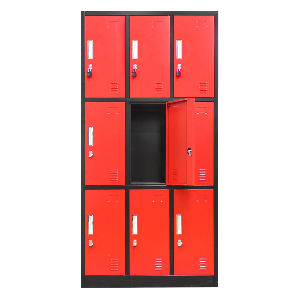 Slaapzaal Garderobe Opbergtas Kast Stalen Kantoor Personeel 9 Deuren Locker Combinatie Kast Balkon Locker Met Slot