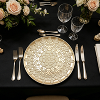 Assiettes de présentation rondes en PP de 13 pouces, durables, pigmentées, style américain, motif doré, pour fêtes, hôtels, événements de remise de diplômes et usage domestique
