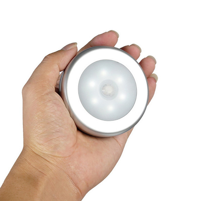 6LED Night Light Infrared PIR Motion Sensor LED Bulbs Auto Closet Battery Power for Home Wall Lamp Cabinet Stair