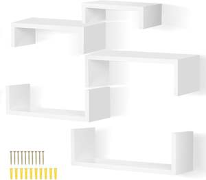 Mensola a Parete a Forma di U, Set di 5 Mensole, 24/28/34/38/42 Cm, Mensole in Legno, Mensole Fluttuanti, Carico Massimo 30 kg - Product Image 3