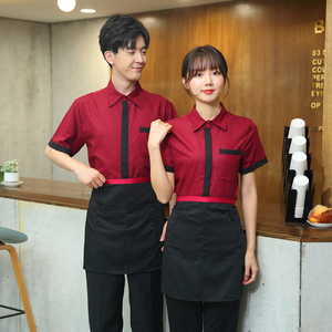 Uniforme <span class=keywords><strong>de</strong></span> travail personnalisé d'usine, chemise à manches courtes à revers, style couple, uniforme d'employé, costume uni, vêtements <span class=keywords><strong>de</strong></span> travail pour bar aquatique, café - Product Image 2