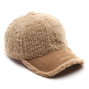 Caldo Cappello Invernale da Baseball in Lana di Agnello per Esterni e Viaggi Tinta Unita in Morbido Pile con Logo e Lettere Ricamate per Uomo e Donna - Product Image 3