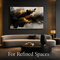 Impression sur toile d'art mural abstrait noir et or, peinture à l'encre fluide pour bureau de direction, hall d'hôtel, intérieurs contemporains