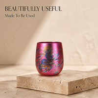 Tasse en titane à double paroi avec finition cristal colorée pour thé, café, bureau et extérieur – Personnalisation de logo en gros pour les entreprises