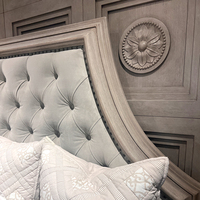 Cadre de lit Queen en chêne massif sculpté à la main, finition gris vieilli, style européen et américain, mobilier de chambre de luxe antique, qualité supérieure RH