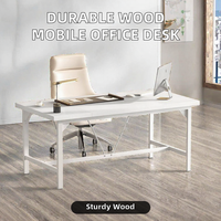 Bureau d'ordinateur mobile en bois avec roulettes, style moderne et simple, table de bureau à domicile