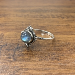 925 Sterling Silver Round <b>Labradorite</b> Stone Classic Wedding <b>Ring</b> for Women Bezel Setting - Product Image 2