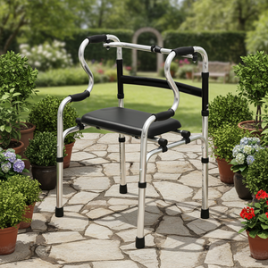 Déambulateur médical pour adultes, cadre en acier inoxydable, hauteur réglable, design léger, support à 4 pieds pour personnes âgées, handicapées, blessées - Product Image 6