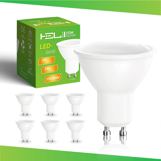 Factory Direct Sale 6W GU10 Led Spotlight Bulb with 540lm Cool White 6000k 100 Beam Angle 25000H Long Life