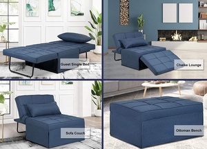 आधुनिक लिविंग रूम सिंगल फोल्डेबल मल्टी-फंक्शन फर्नीचर 4 1 कुर्सी सोफे परिवर्तनीय ओटोमन सोफा बिस्तर धातु टफ्टेड डिजाइन - Product Image 2