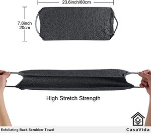 Ceinture exfoliante et antibactérienne en loofah et nylon, entièrement naturelle, durable, avec sangle extensible – Vente directe usine - Product Image 5