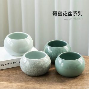 Juego de Macetas de Cerámica Ge Kiln al por Mayor, Macetas Vintage con Esmalte Agrietado para Bonsái, Musgo, Jardín, Suculentas, Decoración del Hogar - Product Image 2