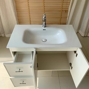 New oak painted French style bathroom cabinet ceramic integrated basin washbasin cabinet customization - Product Image 4
