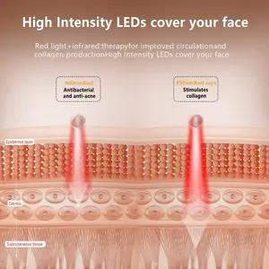 قناع علاج بمصباح LED لضوء الأحمر مضاد للشيخوخة في البشرة قابلة لإعادة الشحن قناع بتقنية LED للاستخدام المنزلي قناع للوجه للعناية بالبشرة