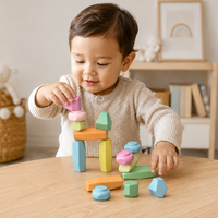 Blocs empilables géométriques amusants en silicone personnalisés pour enfants, jouets éducatifs souples pour le jeu, reconnaissance des formes, sans BPA