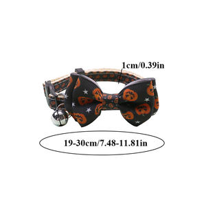 Feliz Halloween gato <span class=keywords><strong>Collar</strong></span> con campana Bowknot cachorro gatito <span class=keywords><strong>collar</strong></span> ajustable hebilla de seguridad Correa Chihuahua pajarita suministros para mascotas - Product Image 2