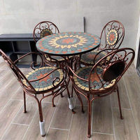 Ensemble de table et de chaises de balcon modernes en alliage d'aluminium mosaïque européen pour hôtel, loisirs en plein air
