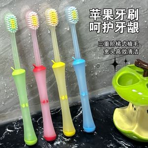 Apple Toothbrush Soft Bristle Wide Head For <b>Gum</b> Care Adult Manual Toothbrush Colorful Design - Product Image 1