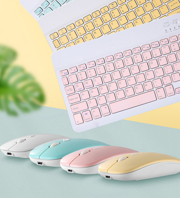 Hot Sale Wholesale New Colorful Student BT Wireless Keyboard and Mouse Combo for Apple Ipad Android Tablet