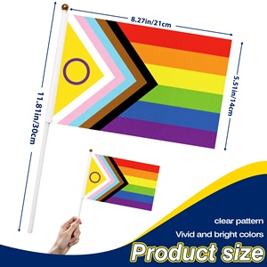 ธงมือถือรูปวงกลมเชฟรอนขนาดเล็ก 14x21 ซม. สำหรับแสดงความภาคภูมิใจในความหลากหลายทางเพศ (<span class=keywords><strong>LGBTQIA</strong></span>+) พร้อมเสาพลาสติกขนาด 30 ซม. - Product Image 3