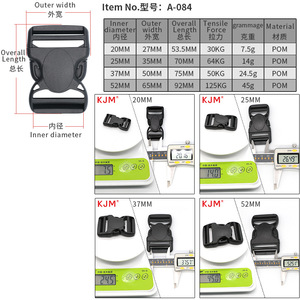 Boucles de ceinture tactiques en plastique à double ardillon A-084 20mm 25mm 37mm 52mm pour sacs à dos d'extérieur - Product Image 1