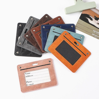 Porte-badge créatif vintage en cuir PU, étui portable pour cartes de visite et badges professionnels