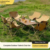 Table pliante d'extérieur, table à roulettes, table de camping portable, ensemble table et chaises, mobilier de pique-nique d'extérieur