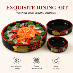Bandeja de Plástico ABS para <span class=keywords><strong>Sushi</strong></span> Japonés al por Mayor, con Compartimento para Hielo, para Restaurantes, Hoteles, Catering y Decoración de Buffet - Product Image 1