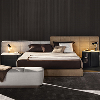 Cama de lujo moderna tamaño king, cabecero grande con mechones, cama de habitación, conjunto de muebles de dormitorio modernos, muebles de cama doble personalizables