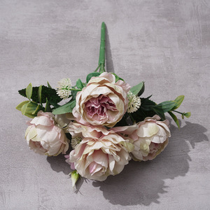 Bouquet de fleurs artificielles Yixuan Peony, en soie, décoration de mariage, décoration haut de gamme pour salon - Product Image 5
