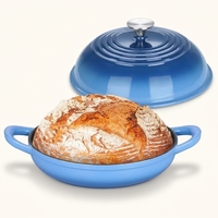 Marmite hollandaise en fonte avec couvercle, revêtement antiadhésif 7 couches, poignées à boucle, pot à pain au levain, compatible four et cuisinière