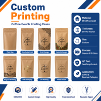 Sachet de café en papier kraft imprimé avec logo personnalisé, valve et fermeture éclair, pochette verticale pour l'emballage de grains de café, sac Mylar avec fermeture éclair