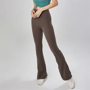 Women Solid Color High Waist Fitness Pants Wide Leg Yoga Pants Flared Yoga Pants Bell Bottom