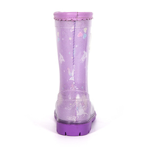 Botas Impermeables de PVC con Estampado Floral Morado, con Suela Suave Antideslizante, Ligeras, de Media Pantorrilla, para la Lluvia - Product Image 5