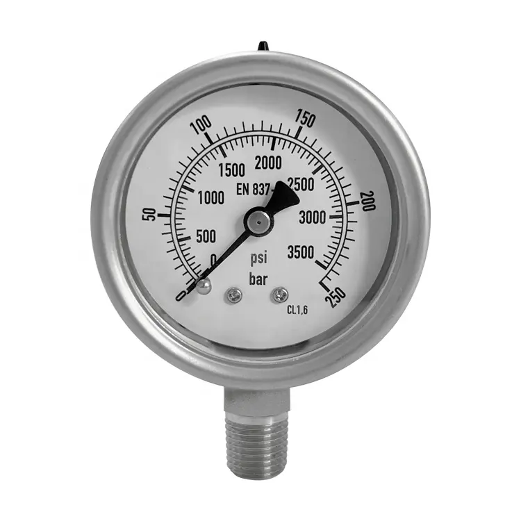 Radial richtung Edelstahl Manometer Glycerin gefüllt Bar Manometer für Wasser