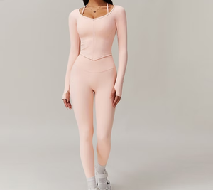 Vente en gros de spandex 3 pièces pour femmes taille plus personnalisé ensemble de yoga à manches longues veste de fitness fournisseur de vêtements de sport respirants - Product Image 4